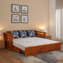 Ganpati Arts Italian Sheesham Wood Sofa Bed For Home with Mini Storage and Side Pockets | 3 Seater Double Solid Wood Pull Out Sofa Cum Bed