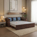 Ganpati Arts Italian Sheesham Wood Sofa Bed For Home with Mini Storage and Side Pockets | 3 Seater Double Solid Wood Pull Out Sofa Cum Bed