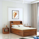 Ganpati Arts Sheesham Wood Marine Groove Wooden Single Cot/Wooden Single Bed With Box Storage Solid Wood Single Box Bed, 222 cm x 128 cm (7.28 ft x 4.2 ft)