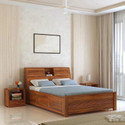 Ganpati Arts Wooden Marine Groove Bed For Bedroom/Wooden Cot/Bed With Box Storage For Home Solid Wood Queen Box Bed, 222 cm x 159 cm (7.28 ft x 5.22 ft) (Finish Color - Marine Groove Natural, Delivery Condition - DIY(Do-It-Yo