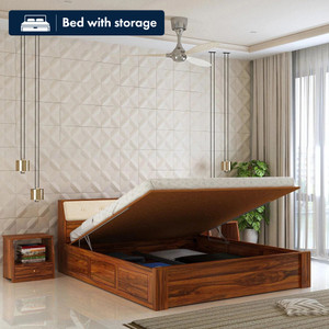 ganpati arts victoria sheesham wood bedcot with hydraulic storage  solid wood king hydraulic bed 21082 cm x 18796 cm 692 ft x 617 ft