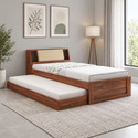 Ganpati Arts Mayor Without Storage Sheesham Wood Trundle Bed/Cot | Solid Wood Single Bed, 98 cm x 223 cm (3.22 ft x 7.32 ft)