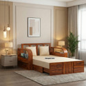 Ganpati Arts Scott Sheesham Wood Sofa Bed For Home with Mini Storage and Side Pockets | 2 Seater Double Solid Wood Pull Out Sofa Cum Bed