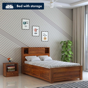 ganpati arts maharaja groove sheesham wood bedcot with box storage  solid wood single box bed 222 cm x 128 cm 728 ft x 42 ft