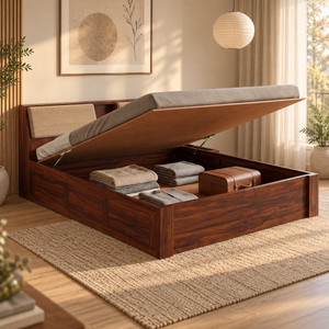 ganpati arts mayor sheesham wood bedcot with hydraulic storage  solid wood king hydraulic bed 224 cm x 188 cm 735 ft x 617 ft