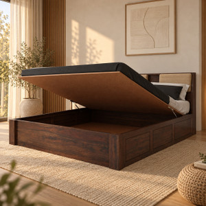ganpati arts mayor sheesham wood bedcot with hydraulic storage  solid wood king hydraulic bed 224 cm x 188 cm 735 ft x 617 ft