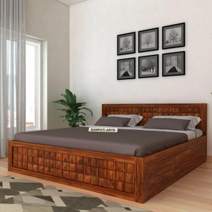ganpati arts oslo sheesham wood bedcot with box storage  solid wood queen box bed 209 cm x 158 cm 686 ft x 518 ft
