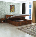 Ganpati Arts Oslo Sheesham Wood Bed/Cot With Hydraulic Storage | Solid Wood Queen Hydraulic Bed, 208.78 cm x 157.48 cm (6.85 ft x 5.17 ft)