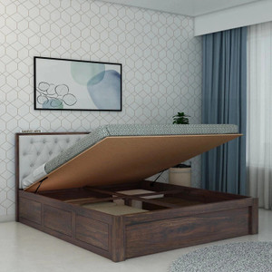 ganpati arts decan sheesham wood bedcot with hydraulic storage  solid wood queen hydraulic bed 208 cm x 168 cm 682 ft x 551 ft