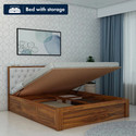 Ganpati Arts Decan Sheesham Wood Bed/Cot With Hydraulic Storage | Solid Wood Queen Hydraulic Bed, 208 cm x 168 cm (6.82 ft x 5.51 ft)