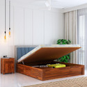 Ganpati Arts Sheesham Wood Emporio Bed/Cot/Wooden Palaung With Storage For Bedroom/Home/Hotel Solid Wood King Hydraulic Bed, 205 cm x 195 cm (6.73 ft x 6.4 ft)
