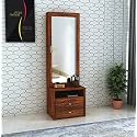 Ganpati Arts Sheesham Wood Ooty Dressing Table with 2 Drawer and Shelf Storage for Living Room Wooden Vanities for Home Bedroom Furniture (Natural Finish)