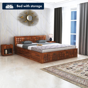 ganpati arts oslo sheesham wood bedcot with box storage  solid wood king box bed 209 cm x 188 cm 686 ft x 617 ft