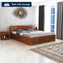 Ganpati Arts Oslo Sheesham Wood Bed/Cot With Box Storage | Solid Wood King Box Bed, 209 cm x 188 cm (6.86 ft x 6.17 ft)