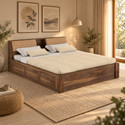 Ganpati Arts Mayor Sheesham Wood Bed/Cot With Box Storage | Solid Wood Queen Box Bed, 223.52 cm x 187.96 cm (7.33 ft x 6.17 ft) (Finish Color - Teak Finish, Delivery Condition - DIY(Do-It-Yourself))