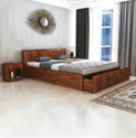 Ganpati Arts Oslo Sheesham Wood Bed/Cot With Half Drawer & Half Box Storage | Solid Wood Queen Drawer, Box Bed, 209.04 cm x 157.48 cm (6.86 ft x 5.17 ft)