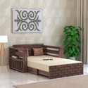 Ganpati Arts Italian Sheesham Wood Sofa Bed For Home with Mini Storage and Side Pockets | 2 Seater Double Solid Wood Pull Out Sofa Cum Bed