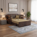 Ganpati Arts Oslo Sheesham Wood Sofa Bed For Home with Mini Storage and Side Pockets | 2 Seater Double Solid Wood Pull Out Sofa Cum Bed