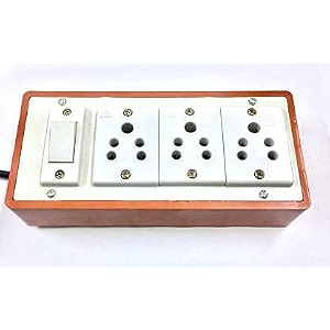 ganpati 2 meter cable extension board anchor 3 sockets 1 switch 3 pin plug white brown