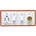 Ganpati PVC Wooden Type Brown Switch Board with Two Anchor switches,one 5pin 5amp Socket and 1 Bulb Holder with 3pin Chord 1 Socket Extension Boards (Red, White)(2 Meter Cable)