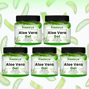 gantavya 100 bio organic aloe vera gel for skin acne scars dark spots face  hair care 750 ml