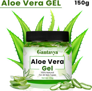 gantavya 100 bio organic aloe vera gel for skin acne scarsdark spots face  hair care 150 ml