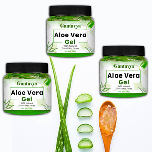 gantavya 100 bio organic aloe vera gel for skin acne scars dark spots face  hair care 450 ml