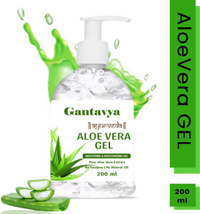 gantavya 100 natural and pure aloe vera gel for glowing face skin and hair 200 ml