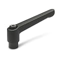 Ganter Standard Elements | Adjustable Clamping Levers with Threaded Bush – GN 300 | Bushing Burnished Steel | Handle Zinc Pressure Die-Casting Black Plastic Coated, Black, GN 300-78-M10-SW