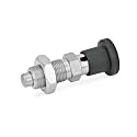 Ganter Standard Elements Stainless Steel Locking Bolt – GN 817, with Lock, Stainless Steel, Click Pen Dry Nickel, 1 Piece, Black, GN 817-8-12-CK-NI