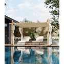 GAOMON 10x13 Ft Outdoor Pergola, Heavy-Duty Aluminum Patio Pergolas and Gazebos Clearance with Retractable Canopy &amp; Side Mesh Curtain, Metal Pergola for Existing Deck, Backyard Garden Porch, Beige