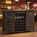 GAOMON Bar Cabinet with Barn Doors, Farmhouse Style Wine Storage Unit with Drawer and Open Shelves, Burnt Wood Finish for Home Bar &amp; Party Hosting