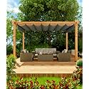 GAOMON Retractable Pergola 10' x 13' Aluminum Outdoor Pergola with Retractable Canopy Faux Wood Metal Pergolas for Patios, Backyard, Deck, Patio, Garden Porch Beach Pavilion Grape Trellis, Gray