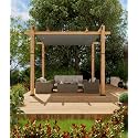 GAOMON Retractable Pergola 10' x 10' Aluminum Outdoor Pergola with Retractable Canopy Faux Wood Metal Pergolas for Patios, Backyard, Deck, Patio, Garden Porch Beach Pavilion Grape Trellis, Gray
