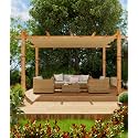 GAOMON Retractable Pergola 10' x 13' Aluminum Outdoor Pergola with Retractable Canopy Faux Wood Metal Pergolas for Patios, Backyard, Deck, Patio, Garden Porch Beach Pavilion Grape Trellis, Khaki