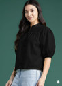 Gaonwali Clothings Casual Solid Women Black Top