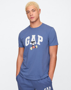 GAP Graphic Print Men Crew Neck Blue