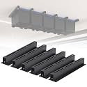 Garage Ceiling Storage Racks for 5 Bins, 17" Heavy Duty Steel Rails, Overhead Garage Storage Rack for 27 Gallon Totes, Powder Coated Tote Rack for Garages, Sheds, Storerooms