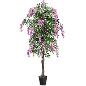garden art artificial wisteria plant with pot  real touch elegant flowering tree  add beauty to home office party event deco  gajw2756p wisteria pink 120cm