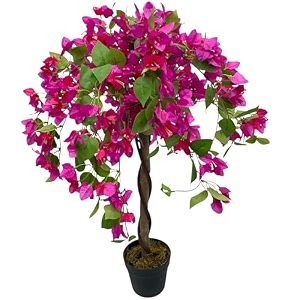 garden art artificial bougainvillea plant with pot  real touch flowering plant for indoor home office amp party dcor  elegant decorative tree  pink  90 cm  gajw3650pink