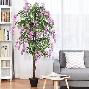 garden art artificial plant with pot real touch elegant indoor home officeparty wedding decor wisteria pink 120cm