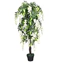Garden Art Artificial Wisteria Plant with Pot | Real Touch Elegant Flowering Tree | Add Beauty to Home, Office, Party, Event Decor |GAJW2756W (Wisteria White 120cm)
