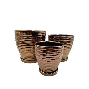 garden art ceramic flower pots set of 3 205x205x202cm175x175x173cm142x142x145cm planters with drainage hole and saucer ga7066004-c