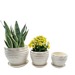 garden art ceramic pot for plant pot 21x21x192cm18x18x125cm14x14x125cm set of 3 with drainage holesround indoor pot for plants ceramic planters with sauceroutdoor garden pots ga90021-w