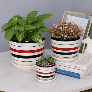 garden art ceramic pot 17x17x14cm14x14x115cm103x103x87cm with drainage holesround indoor pot for plants ceramic planters with sauceroutdoor garden pots ga11003-w