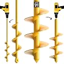 Garden Auger Drill Bit for Planting - Pack of (2) - 2”x14.5” & 3.5”x16” – Garden Spiral Hole Digging for Planting, Bulbs, Bedding Plants & More - Compatible with 3/8 Inch Hex Drive