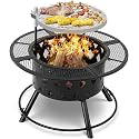 Garden Fire Pit Outdoor Patio Fire Pit Wood Burning Firepits Metal Firepit Backyard Square Stove with Cooking Grill Barbecue Rack