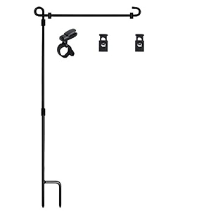 hoosun - garden flag stand garden flag holder weatherproof powder coated metal pole with garden flag clip and stoppers