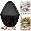 Garden Fountain Cover, 48"x68" Waterproof Oxford Garden Statue Protective Cover, Outdoor Statue Protecter with Drawstring for Winter Bird Bath & Outdoor 2-3 Tier Fountains, Black