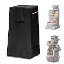 Garden Fountain Cover,Outdoor Heavy Duty Waterproof Dustproof Winter Cover for Cascading Bowls and Stacked Stones Water Fountain with Zipper and Drawstring.(Black,18.4"L x 18.4"W x 32"H)